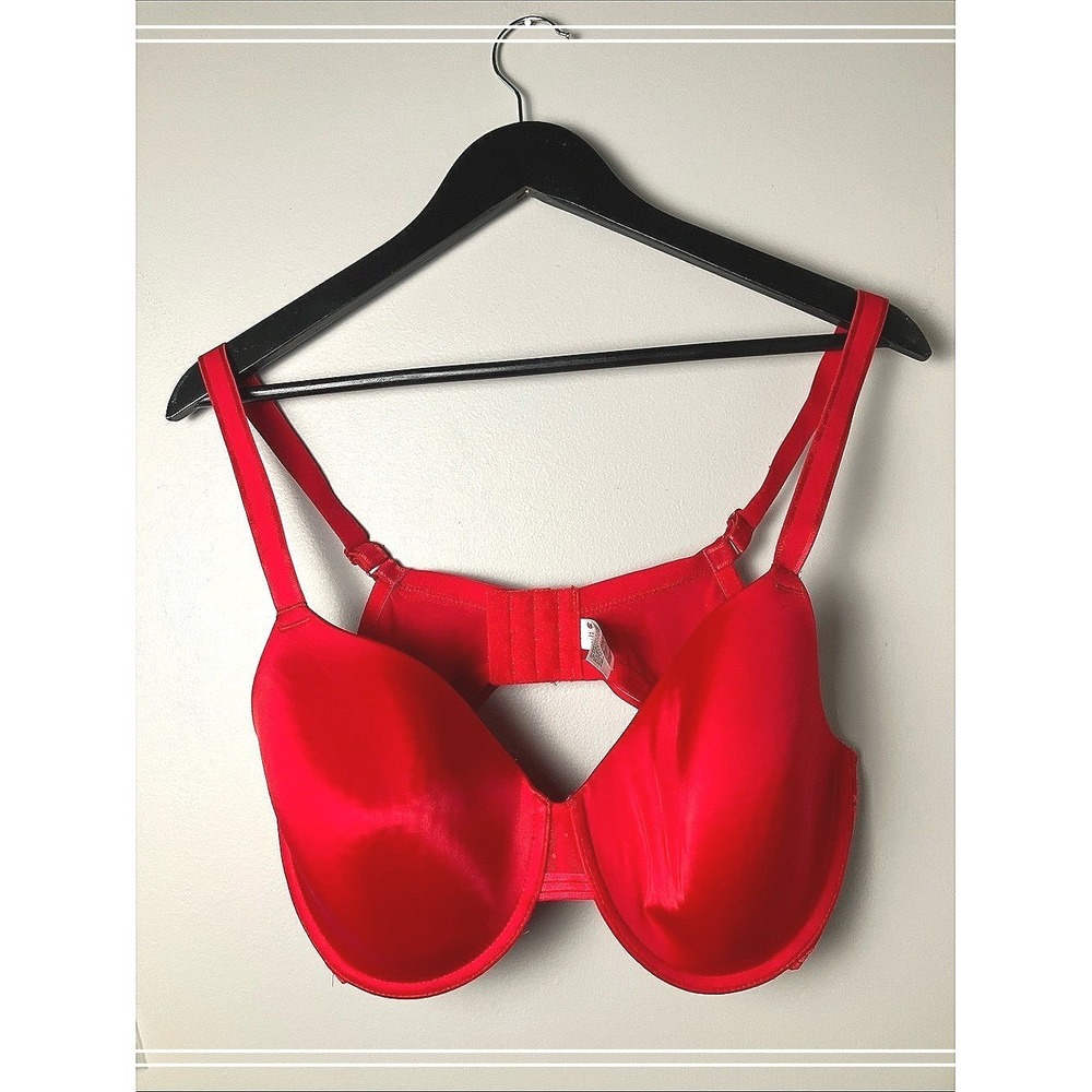 Wacoal 40D Style 853340 Red Satin Bra Floral Lace